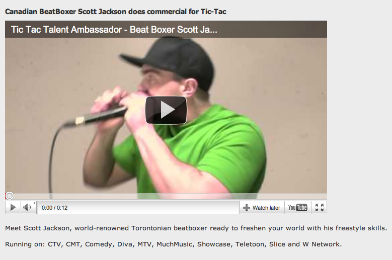 Beat Box Scott Jackson Tic Tac Commercial